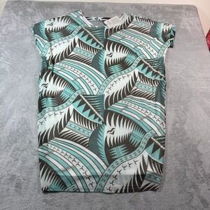 Missing Polynesia Rava Dress Women Medium Blue Skies Tribal Print NWT